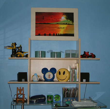 Things hanging above my computer.